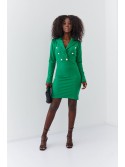 Formal dress with an envelope neckline, green 239 - Online store - Boutique